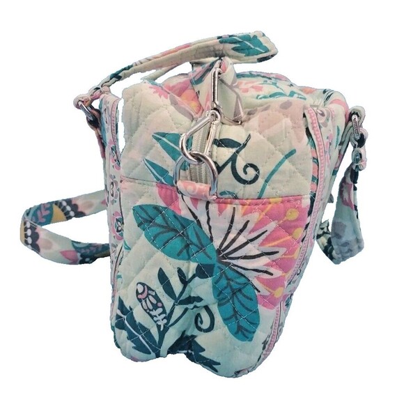 Vera Bradley Mint Flowers Travel Takes Case Large Bag With Crossbody Straps - Picture 4 of 16